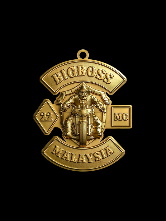 Custom road captain helmet motorcycle club pendant front-view reference