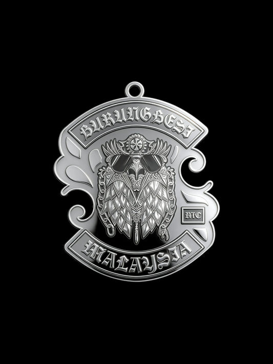Custom owl warrior motorcycle club pendant front view