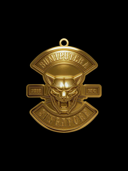 Custom piston skull biker pendant front view for motorcycle club engine culture
