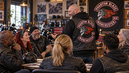Phantom Blaze editorial scene illustrating ethical motorcycle club recruitment, welcoming events and member fit: featured.