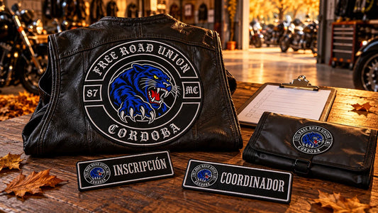 Plan de identificación de motoclub para La Cipotegato 2026 con parches de nombre bordados y material de registro
