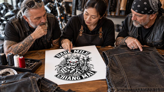 Dark Mile riders review featured materials for Motorcycle Patches: Identity, Unity and Permission.