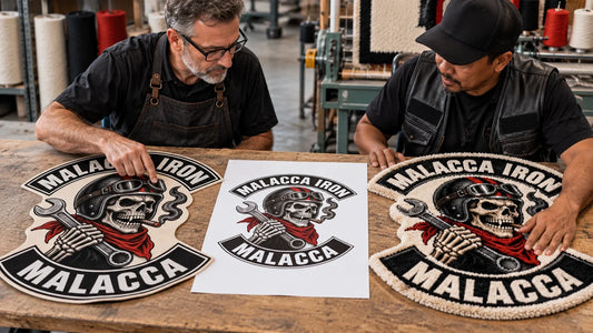 Malacca Iron editorial scene illustrating choosing printed or tufted rug construction by comparing logo detail, color transitions, pile height, edge treatment, cleaning, traffic and approved artwork: featured.