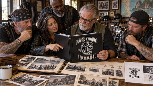 Havoc Engine riders review featured materials for How to Build an Authentic Motorcycle Club Brand Story.