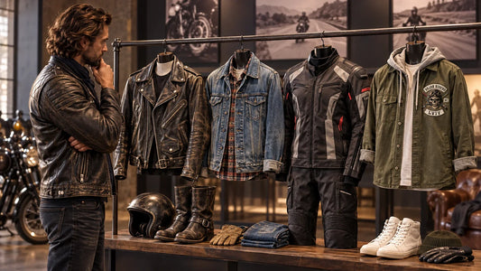 Valor Riders editorial scene illustrating the documented evolution of biker fashion, protective function, subculture, media influence and mainstream style: featured.