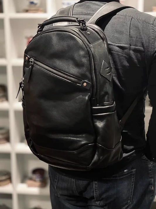 vegetable-tanned leather travel backpack 1