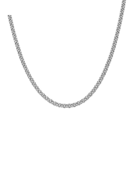 Heavy Double-Ring O-Link Sterling Silver Biker Necklace — clean product front view