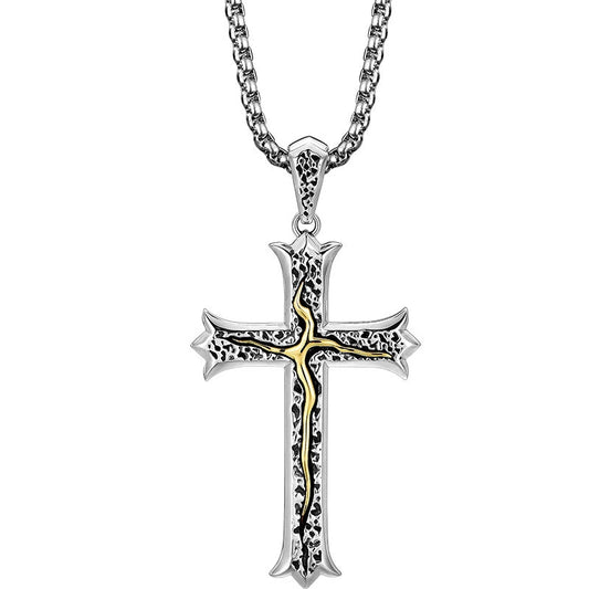Tree of Life Cross Sterling Silver Biker Pendant — front product view