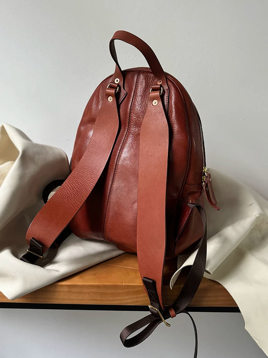 handcrafted distressed vegetable-tanned leather backpack 1