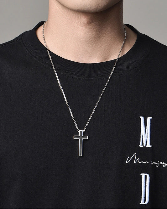 Black Cross Sterling Silver Biker Pendant — product detail view 2