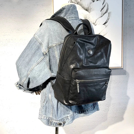 vegetable-tanned leather laptop backpack 2