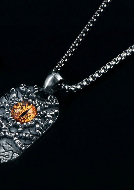 Devil Eye Dog Tag Sterling Silver Biker Pendant — product detail view 2