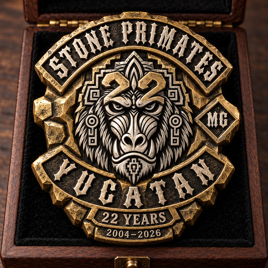 Custom club founding anniversary milestones. rendered as a logo-derived brass and 925 sterling silver anniversary badge.