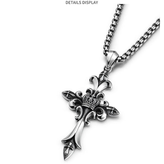 Royal Fleur Cross Sterling Silver Biker Pendant — product detail view 2
