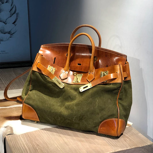 vegetable-tanned leather large travel handbag 4