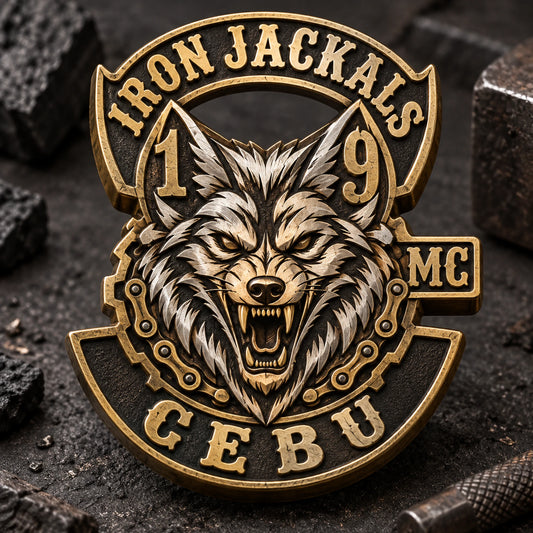 Custom custom silhouette following the approved club emblem. rendered as a logo-derived brass and white copper anniversary badge.