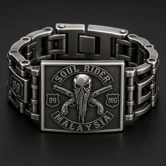 Soul Rider Malaysia identity-link bracelet with engraved club plate