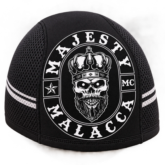 Mesh Skull Cap custom motorcycle club skull cap with an approved full-coverage club design.