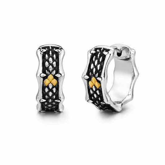 Sterling Silver Dragon Scale Drop Earrings for Bikers - product-only front view