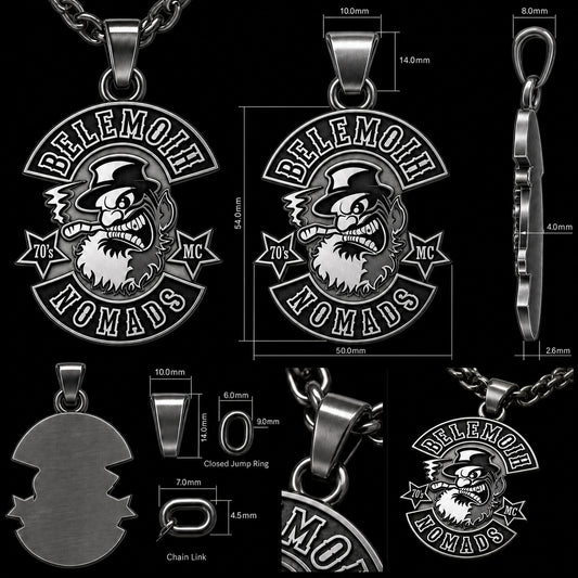 Club logo translated into a dimensional metal design drawing featuring an authorized motorcycle club logo.