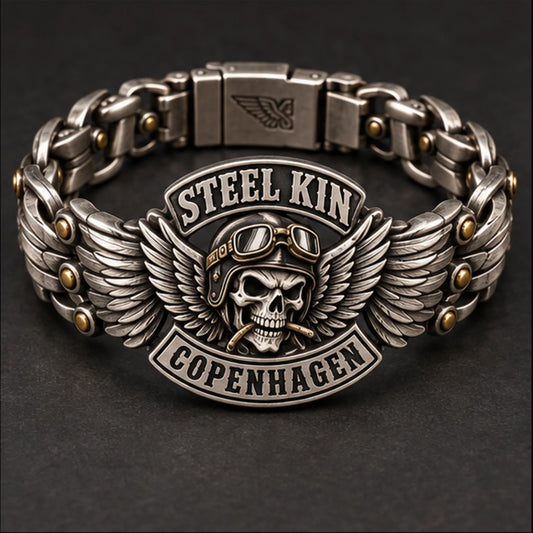 Steel Kin Copenhagen brushed white copper bracelet with durable articulated construction