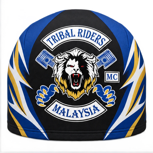 Cotton Blend custom motorcycle club skull cap with an approved full-coverage club design.