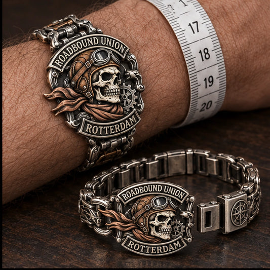 Roadbound Union Rotterdam bracelet shown beside a correctly measured wrist