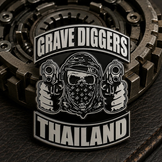 Locking clutch securing a motorcycle vest pin.