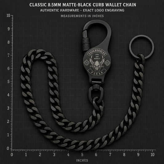 Classic 8–9 mm chain comparison featuring an authorized motorcycle club logo.