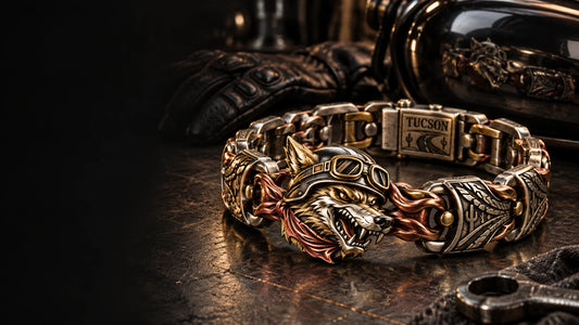 Asphalt Coyotes Tucson custom mixed-metal bracelet created as a one-of-one club artwork