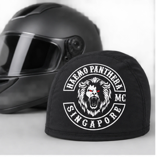 Lightweight Construction custom motorcycle club skull cap with an approved full-coverage club design.