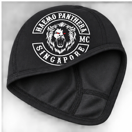 Smooth Interior custom motorcycle club skull cap with an approved full-coverage club design.