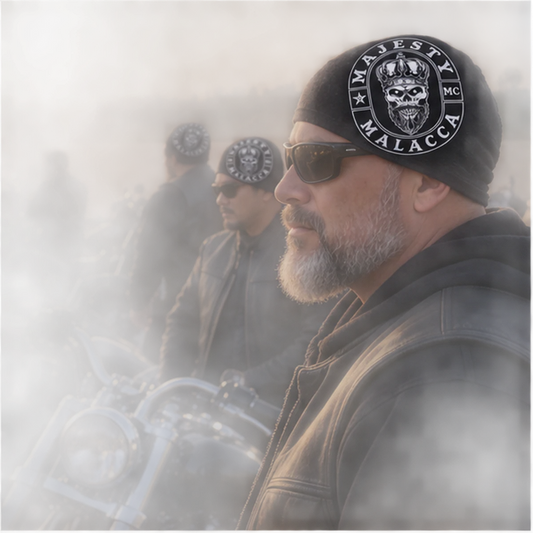Daily Club Rides custom motorcycle club skull cap with an approved full-coverage club design.