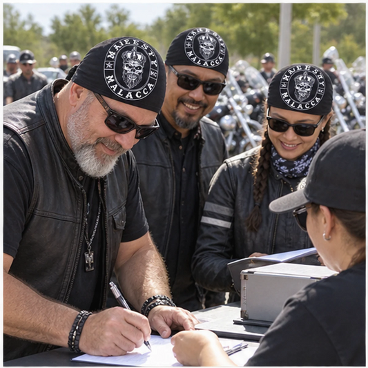 Poker Runs & Charity Rides custom motorcycle club skull cap with an approved full-coverage club design.