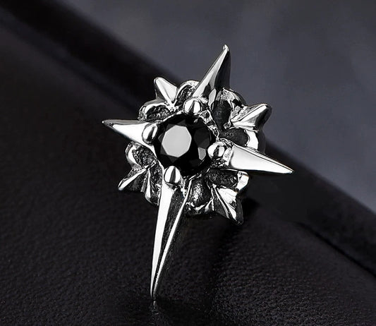 Sterling Silver North Star Stud Earrings for Bikers - view 1