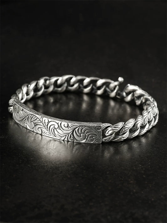 Arabesque ID Plate 925 Silver Biker Bracelet product view 1