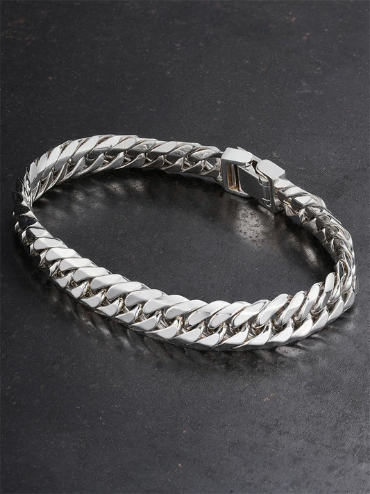 10mm Double Ring Cuban 925 Silver Bracelet product view 1