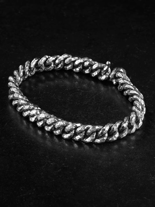 8.5mm Hammered Cuban Link 925 Silver Bracelet product view 1