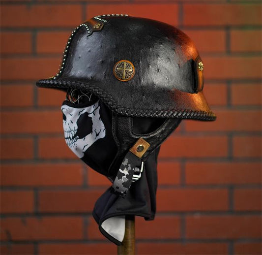 decorative-OpenFace-helmet-Cowhide-Leather