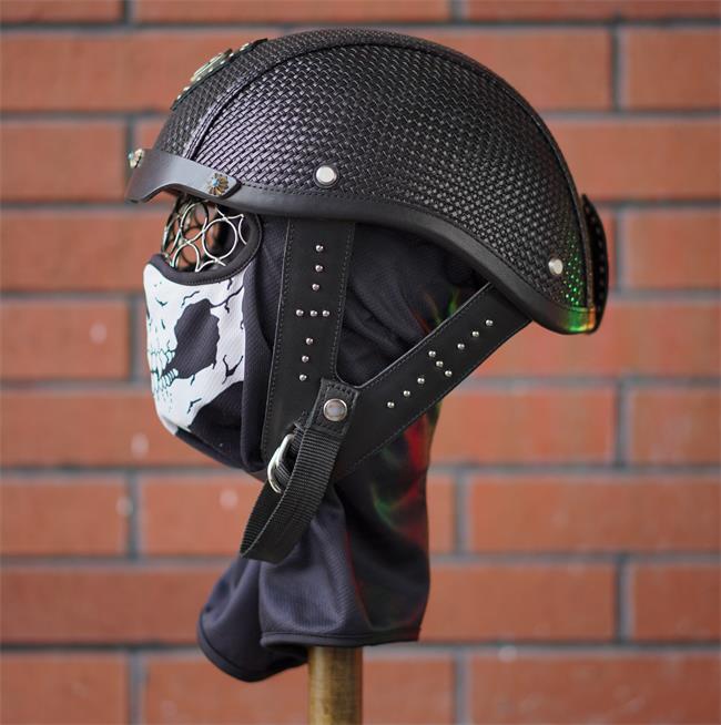 full face leather motorcycle helmet R36-L14 Cowhide Half Aquarium Decorative Accessories The VISOR is constructed Step Through EBike perth- Colour:Black/White