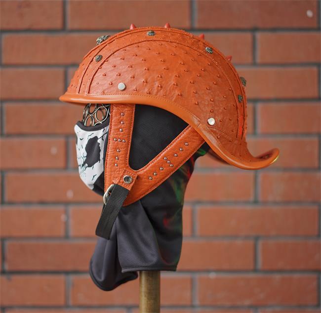 pure handmade decarative Half helmet Ostrich Leather R52-L03 – MotorcycleClubStore