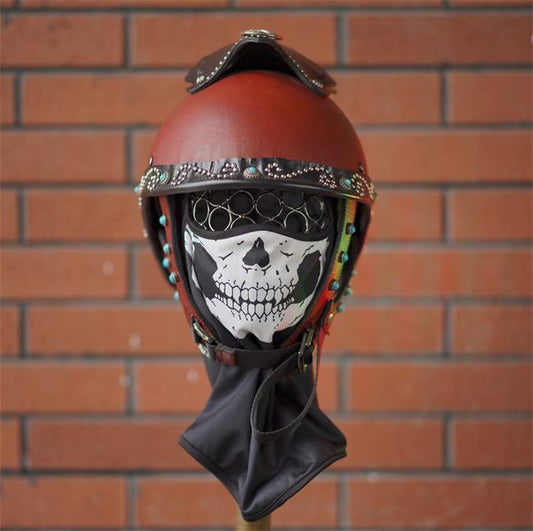 pure handmade decarative Half helmet Cowhide Leather R52-L06