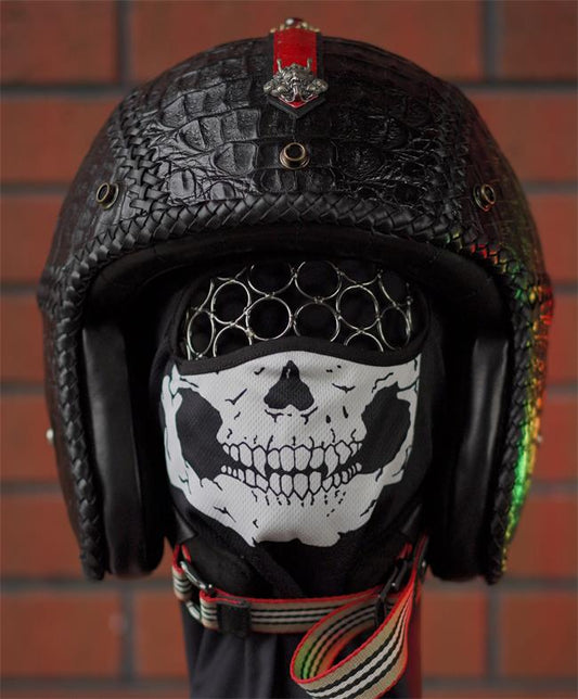 decorative-3/4helmet-crocodile-leather