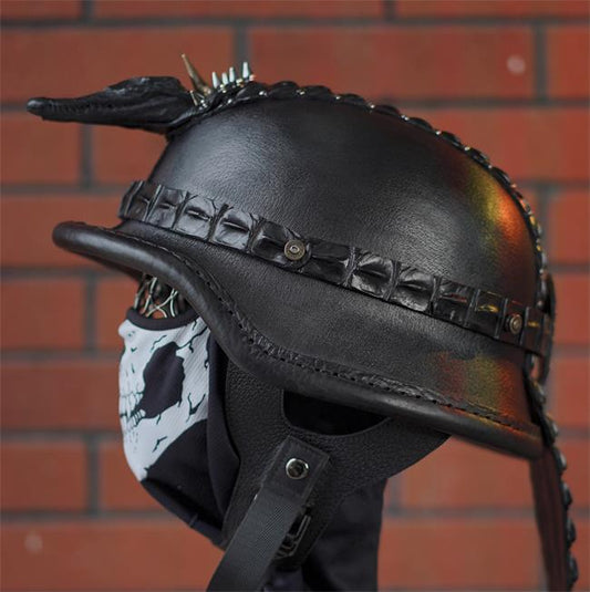 decorative-OpenFace-helmet-Cowhide-Crocodile-Leather