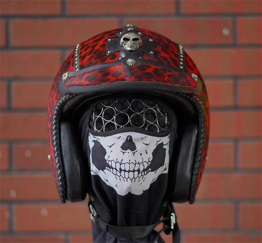 decorative-3/4helmet-Hairy-Cowhide-Leather