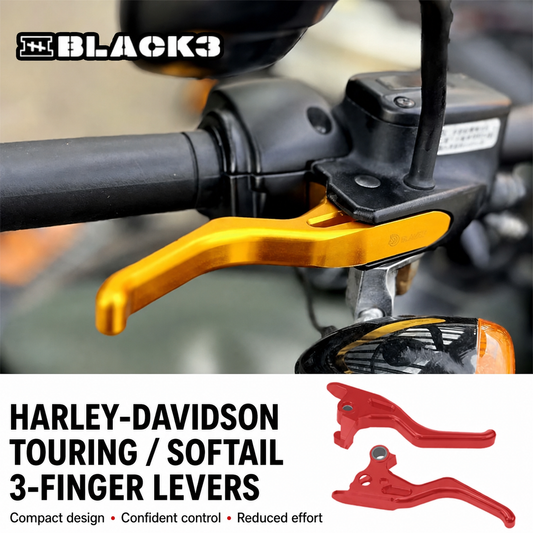 BLACK3 3-finger brake lever set for Harley-Davidson Touring and Softail