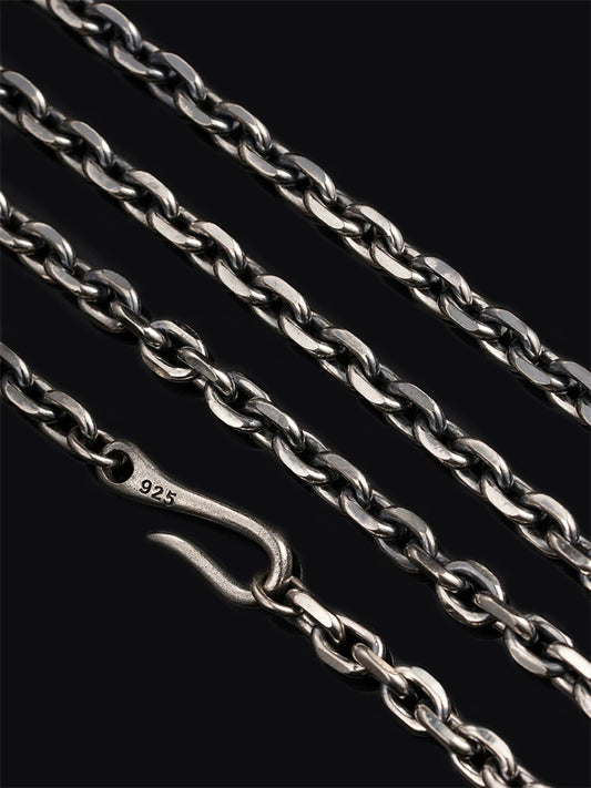 cross link sterling silver biker necklace view 1