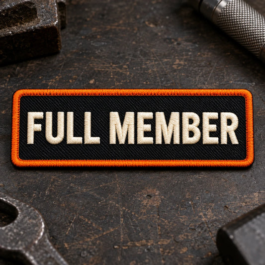 Full Member status shown as a custom motorcycle club membership patch product.