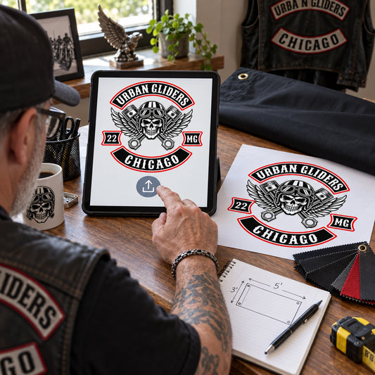 A club secretary prepares an authorized emblem file to send for a custom rally flag design.