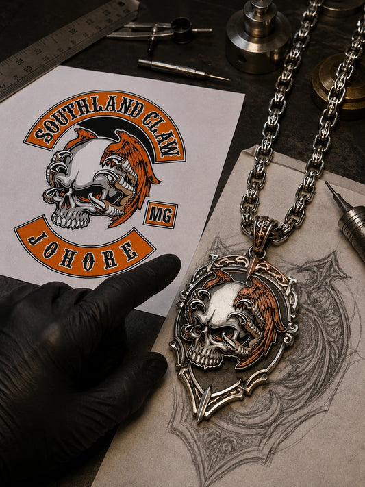 Custom motorcycle club necklace and pendant design
